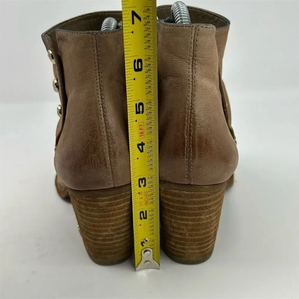 Sam Edelman Mariella Nutmeg Brown Leather Ankle Booties Size 7.5 Casual